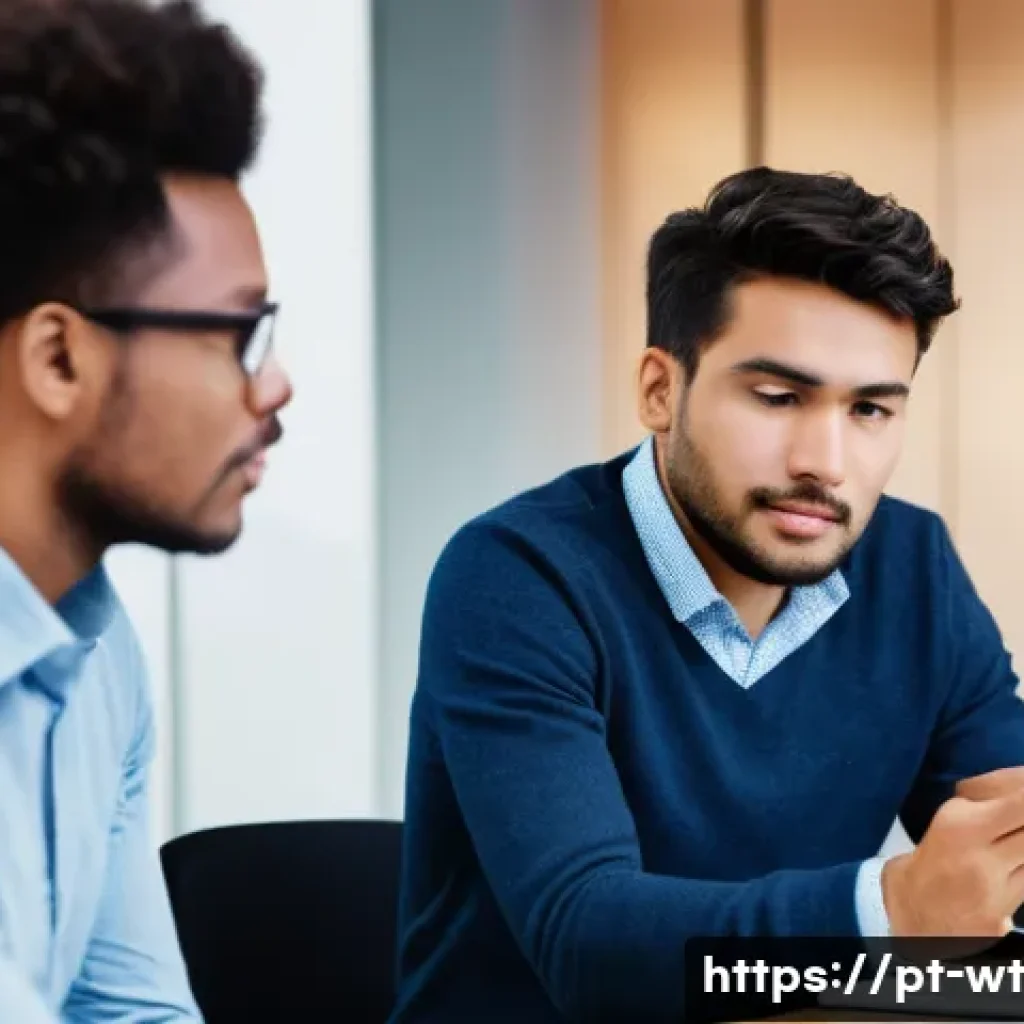 오픈소스 기여 시 발생할 수 있는 갈등 해결 방법 - **Prompt:** A diverse group of four software developers, aged mid-20s to late 40s, in a modern, well...